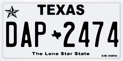 TX license plate DAP2474