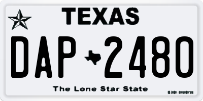 TX license plate DAP2480