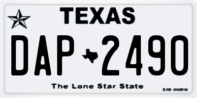 TX license plate DAP2490