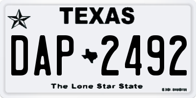 TX license plate DAP2492