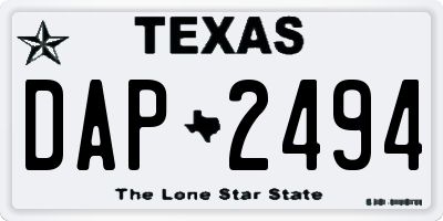 TX license plate DAP2494