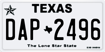 TX license plate DAP2496