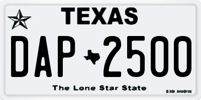 TX license plate DAP2500