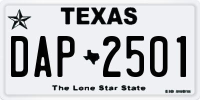 TX license plate DAP2501