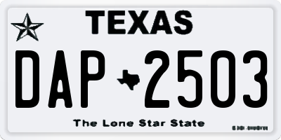 TX license plate DAP2503