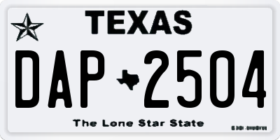 TX license plate DAP2504