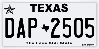 TX license plate DAP2505
