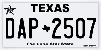 TX license plate DAP2507