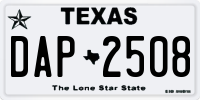 TX license plate DAP2508