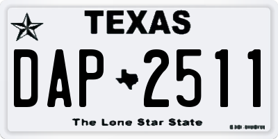 TX license plate DAP2511