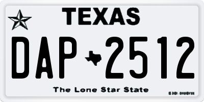 TX license plate DAP2512