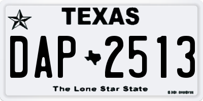 TX license plate DAP2513