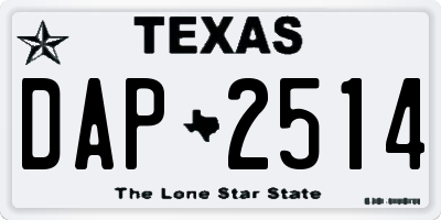 TX license plate DAP2514