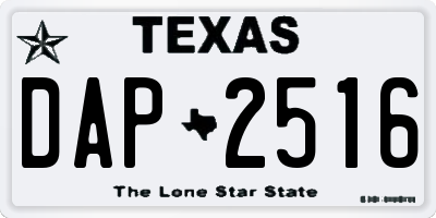 TX license plate DAP2516