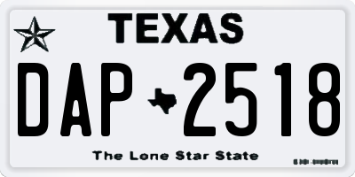 TX license plate DAP2518