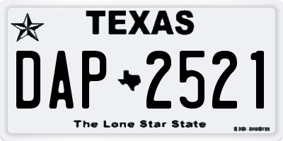 TX license plate DAP2521