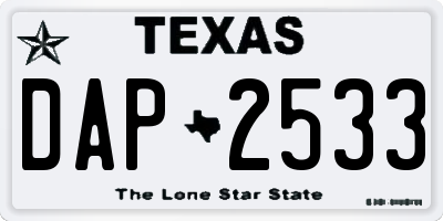 TX license plate DAP2533