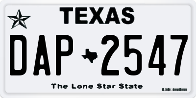 TX license plate DAP2547