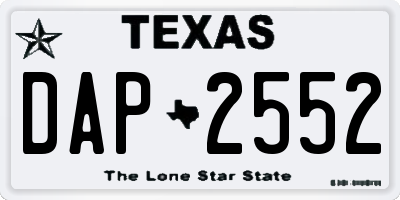 TX license plate DAP2552