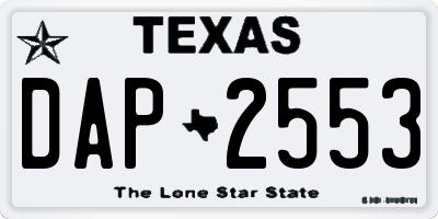 TX license plate DAP2553