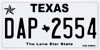 TX license plate DAP2554