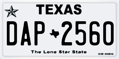 TX license plate DAP2560