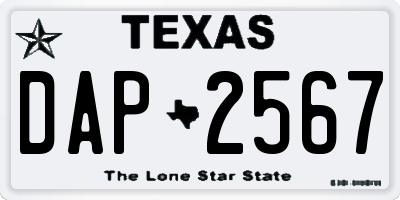 TX license plate DAP2567