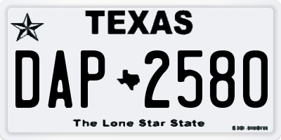 TX license plate DAP2580