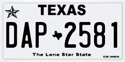TX license plate DAP2581
