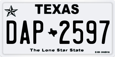 TX license plate DAP2597