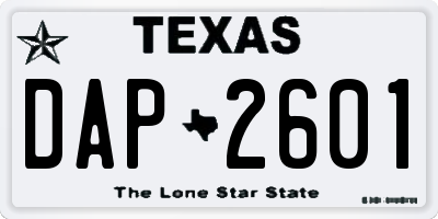 TX license plate DAP2601
