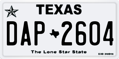 TX license plate DAP2604