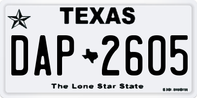 TX license plate DAP2605
