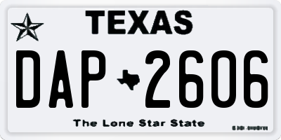 TX license plate DAP2606