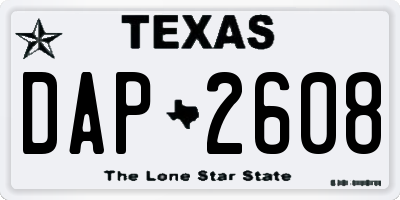 TX license plate DAP2608