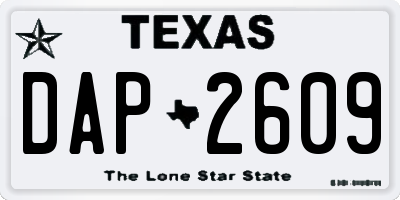 TX license plate DAP2609