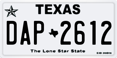 TX license plate DAP2612