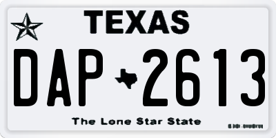 TX license plate DAP2613