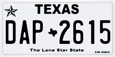 TX license plate DAP2615