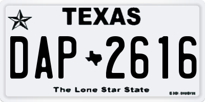TX license plate DAP2616