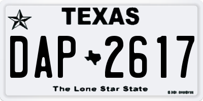 TX license plate DAP2617
