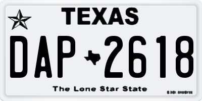TX license plate DAP2618