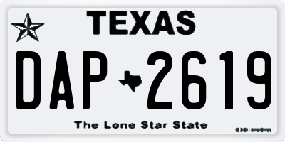 TX license plate DAP2619