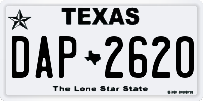 TX license plate DAP2620