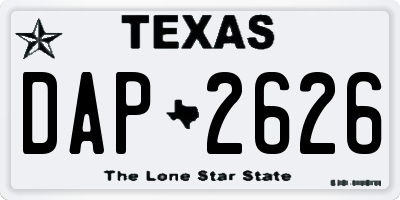 TX license plate DAP2626