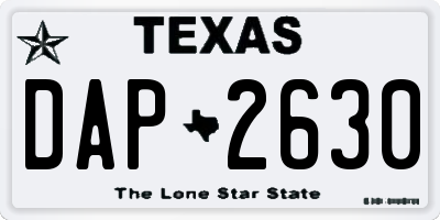 TX license plate DAP2630