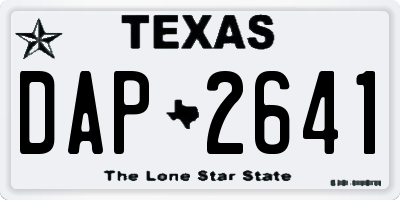 TX license plate DAP2641