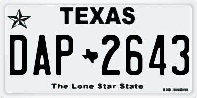 TX license plate DAP2643