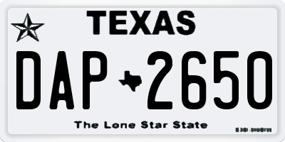 TX license plate DAP2650