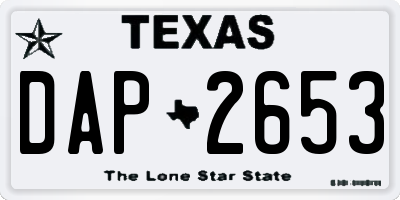 TX license plate DAP2653